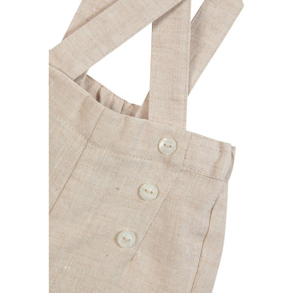 Beige Baby Linen Overall Short