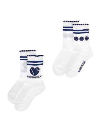 White and Blue Sports 2pc Socks