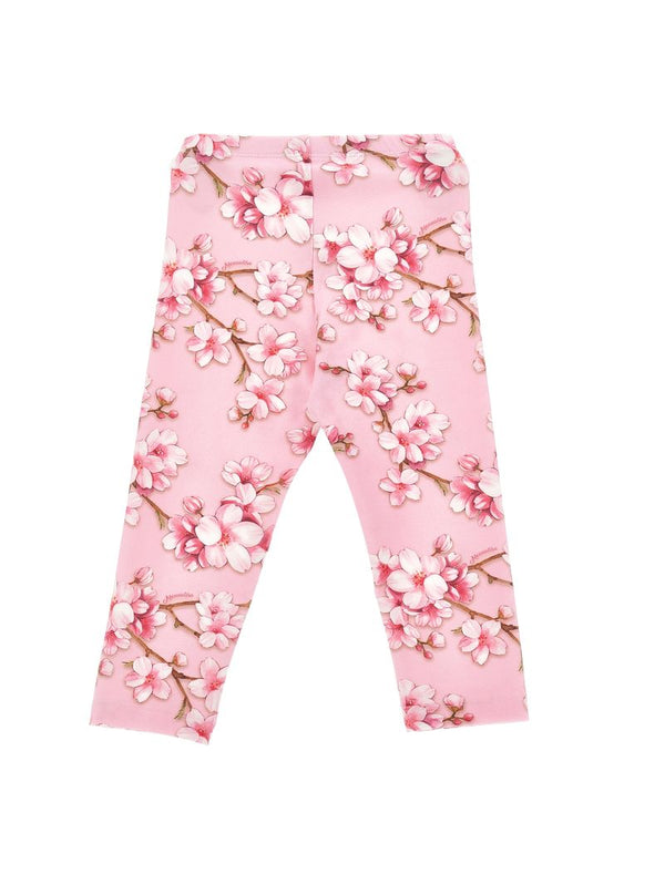 Pink Peach Flower Print Leggings