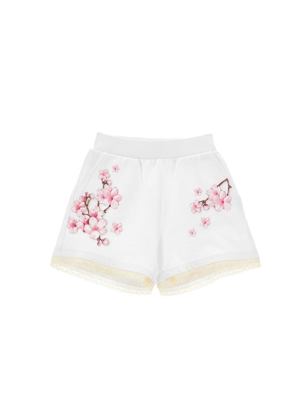 White Peach Blossom Shorts