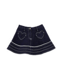 Navy Blue Denim Heart Pocket Skirt