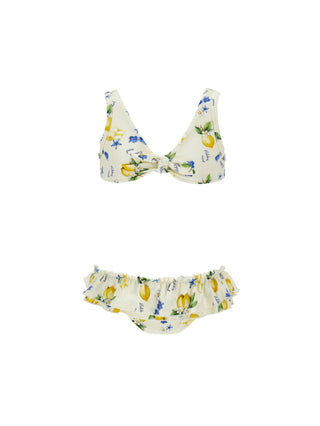 Yellow Lemon Print Two Piece Swimsuit