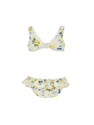 Yellow Lemon Print Two Piece Swimsuit