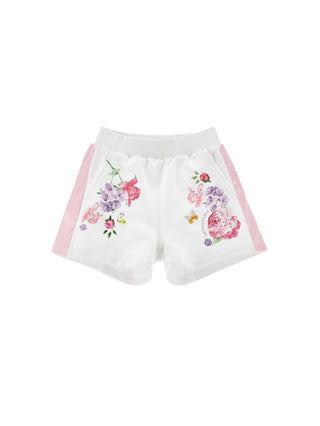 White with Pink Trim Floral Short