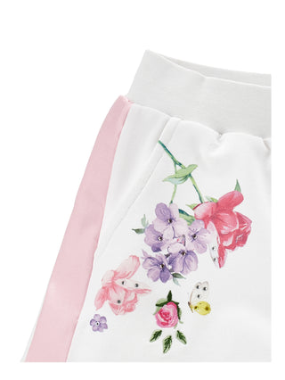 White with Pink Trim Floral Short
