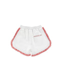 White with Colored Trim Ruffle Short