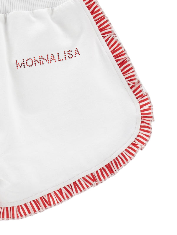 White with Colored Trim Ruffle Short