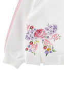 White with Pink Trim Floral Bow Crewneck