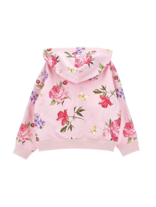 Pink Bouquet Floral Zip Up Hoodie