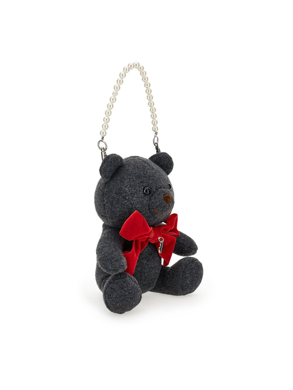 Gray Plush Teddy Bag