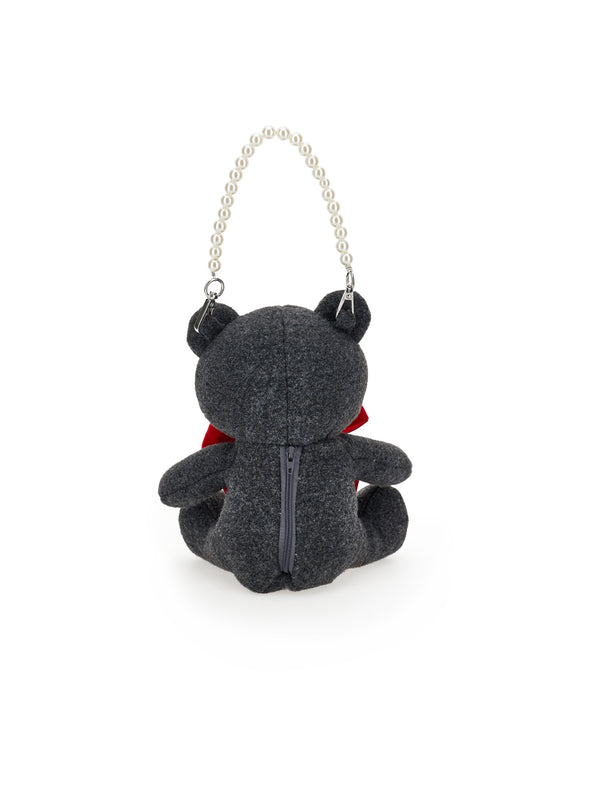 Gray Plush Teddy Bag