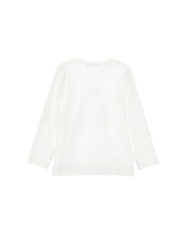 White with Beige Floral Bouquet Long Sleeve Tee
