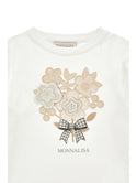 White with Beige Floral Bouquet Long Sleeve Tee