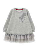 Gray Floral Fleece Sporty Dress