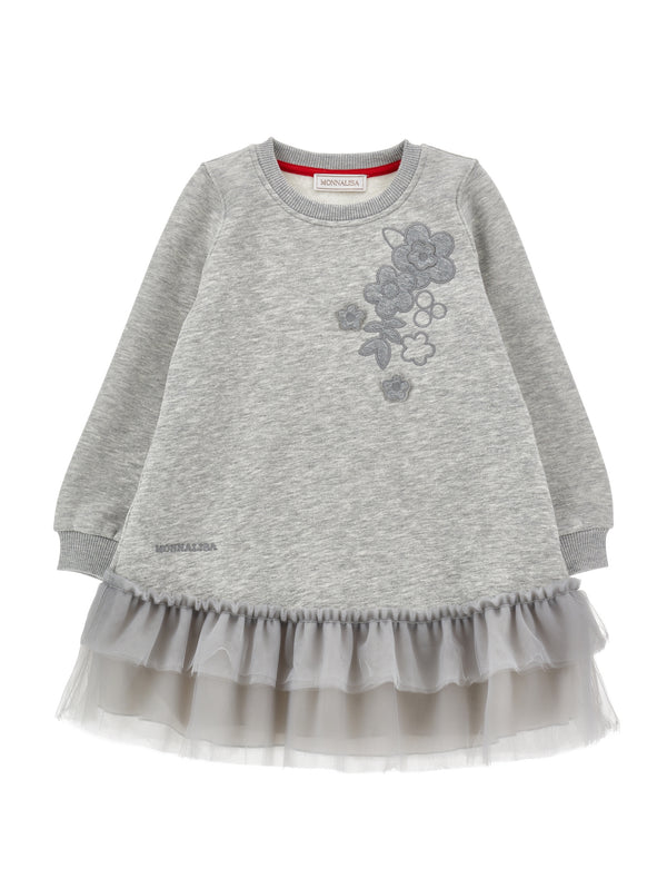 Gray Floral Fleece Sporty Dress