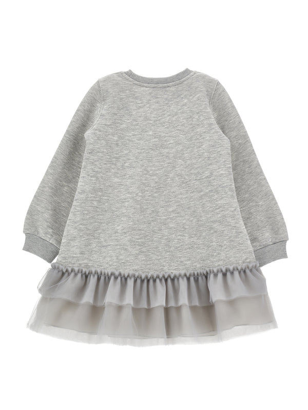 Gray Floral Fleece Sporty Dress