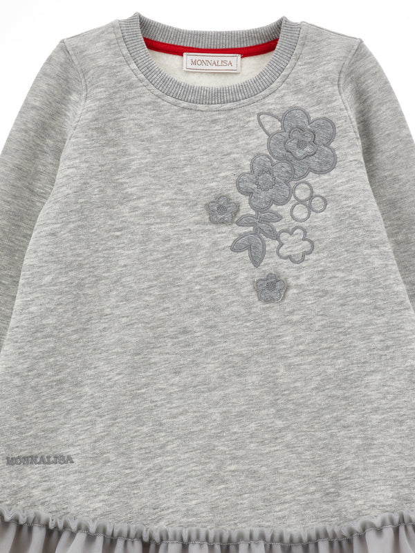Gray Floral Fleece Sporty Dress