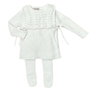 White Cable Knit Bib Top and Pants