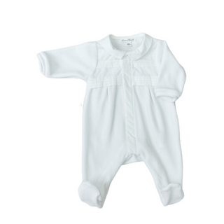 White Baby Velour Footie