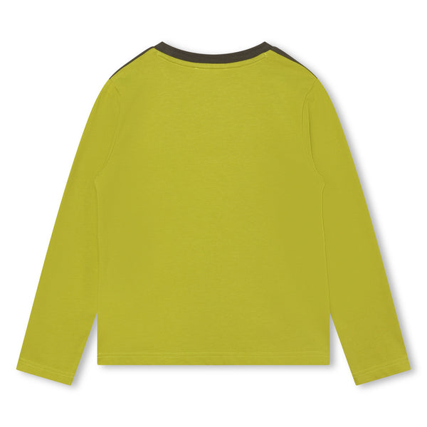 Khaki/Lime Colorblock Logo LS Tee