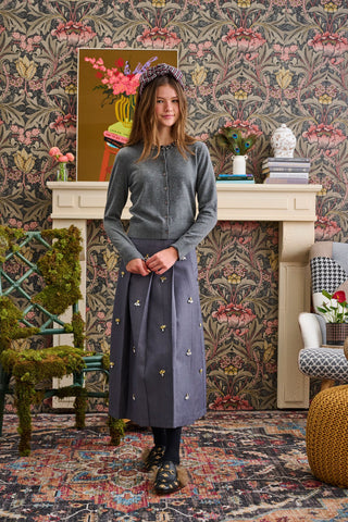 Grey Knit Stone Neck Cardigan