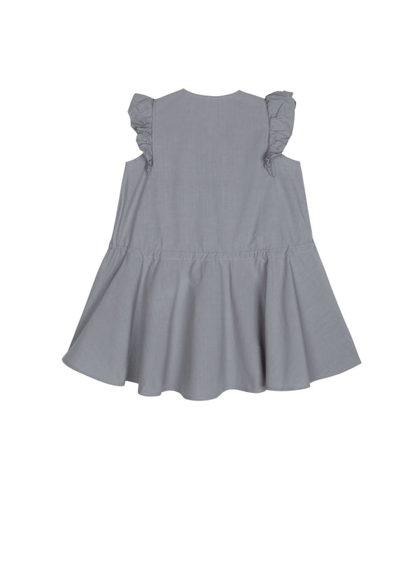 Grey Blue Sleeveless Dress with Pockets