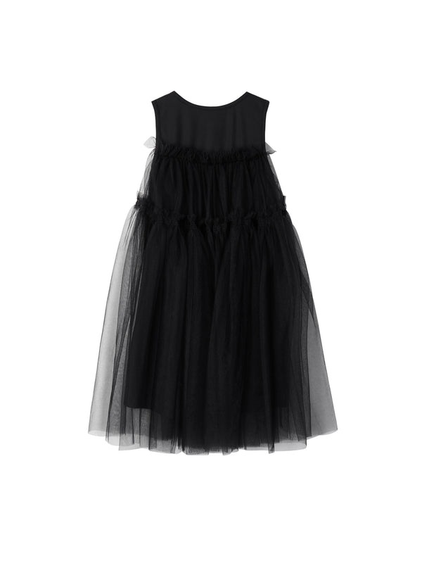 Black Sleeveless Dress with Tulle