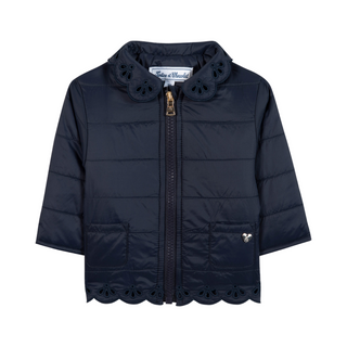Navy Baby Frill Puffer Jacket