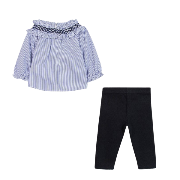 Blue and White Striped Chambray Ensemble