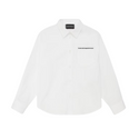 White Button Down Pocket Logo Shirt