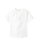 White Foncer Short Sleeve Collarless Shirt