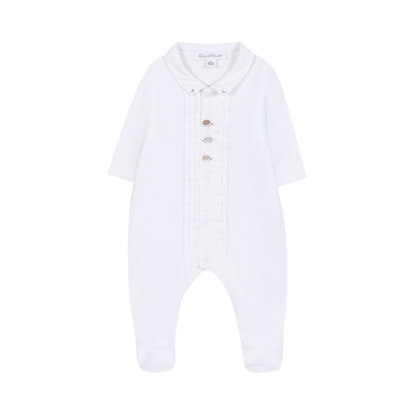 White Velour Hedgehog Footie