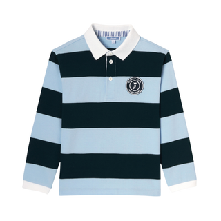 Navy and Light Blue Tanagra Long Sleeve Polo