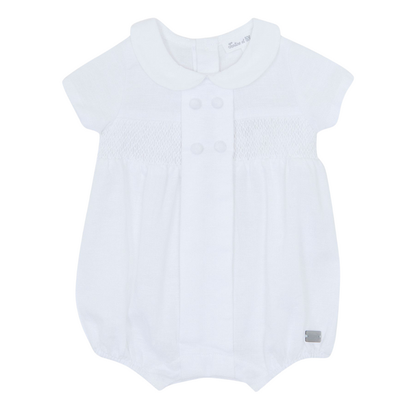 White Baby Linen Collar Romper