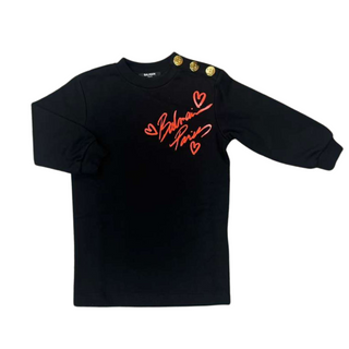 Black with Red Embroidered Logo Dress