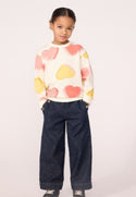 White With Yellow and Pink Hearts Crewneck