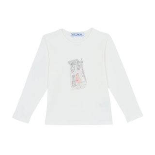 White Fashion Girl Graphic Long Sleeve Tee
