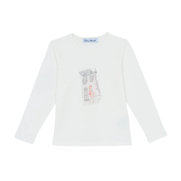 White Fashion Girl Graphic Long Sleeve Tee