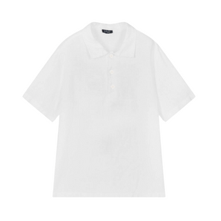 ILG White Short Sleeve Linen Polo Shirt