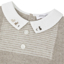 Oatmeal Marled Baby Collar Long Romper