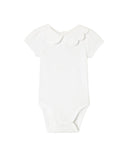 White Baby Coeur Scallop Collar Onesie