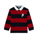 Navy and Red Winston Stripe Long Sleeve Polo