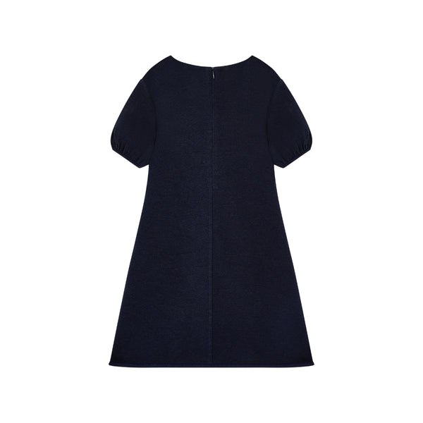 Navy Puff Sleeves Dress