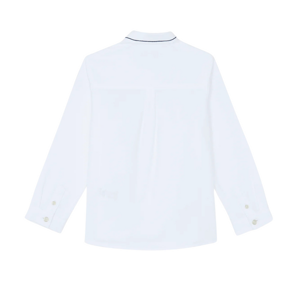 White with Navy Detail Collared Shirt