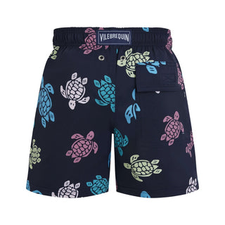 Navy with Multicolor Tortoise Swim Trunks