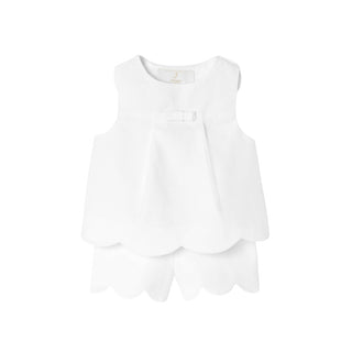 White Baby Hermine Scallop Short Outfit
