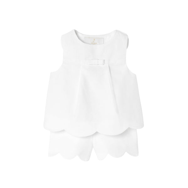 White Baby Hermine Scallop Short Outfit