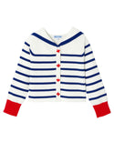 White and Blue Alysse Striped Cardigan
