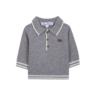Gray Baby Collared Half Button Sweater