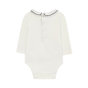 Ivory with Black Embroidered Collar Long Sleeve Onesie